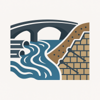 Logo image representing infrastructure design, including hydraulic engineering and geotechnical slop